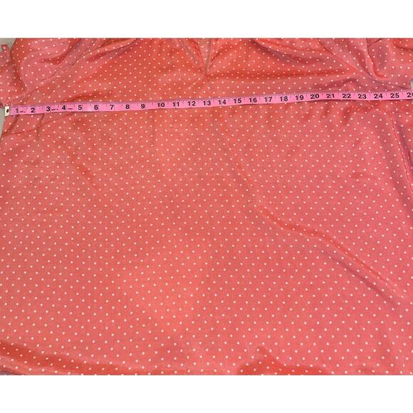 COMO BLU women's Caged 3/4 sleeve peasant top, Coral Dot 2X Polka dots - Picture 5 of 8